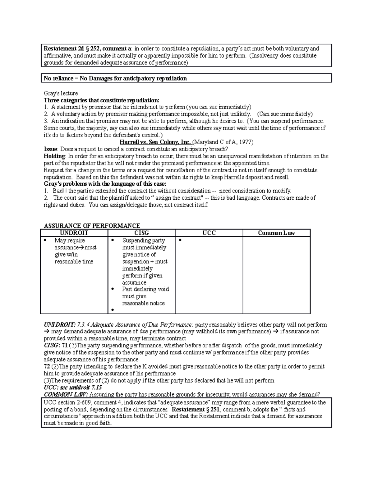 Contracts Law Outline - 2: Key Concepts and Case Summaries - Studocu