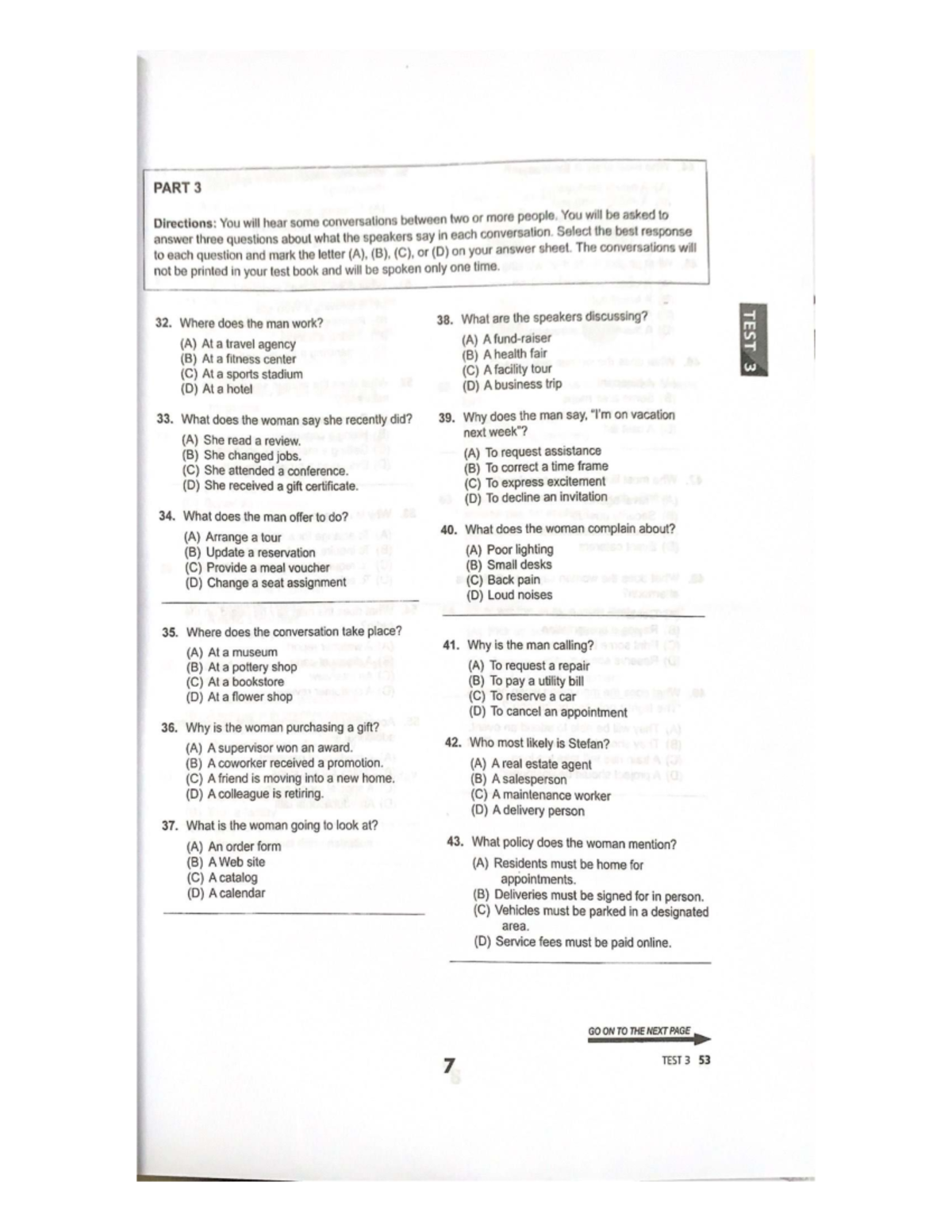 kjyutt7cuvyf7r7ry67fg7g78g7g8 - PART 3 Directions: You will hear some ...