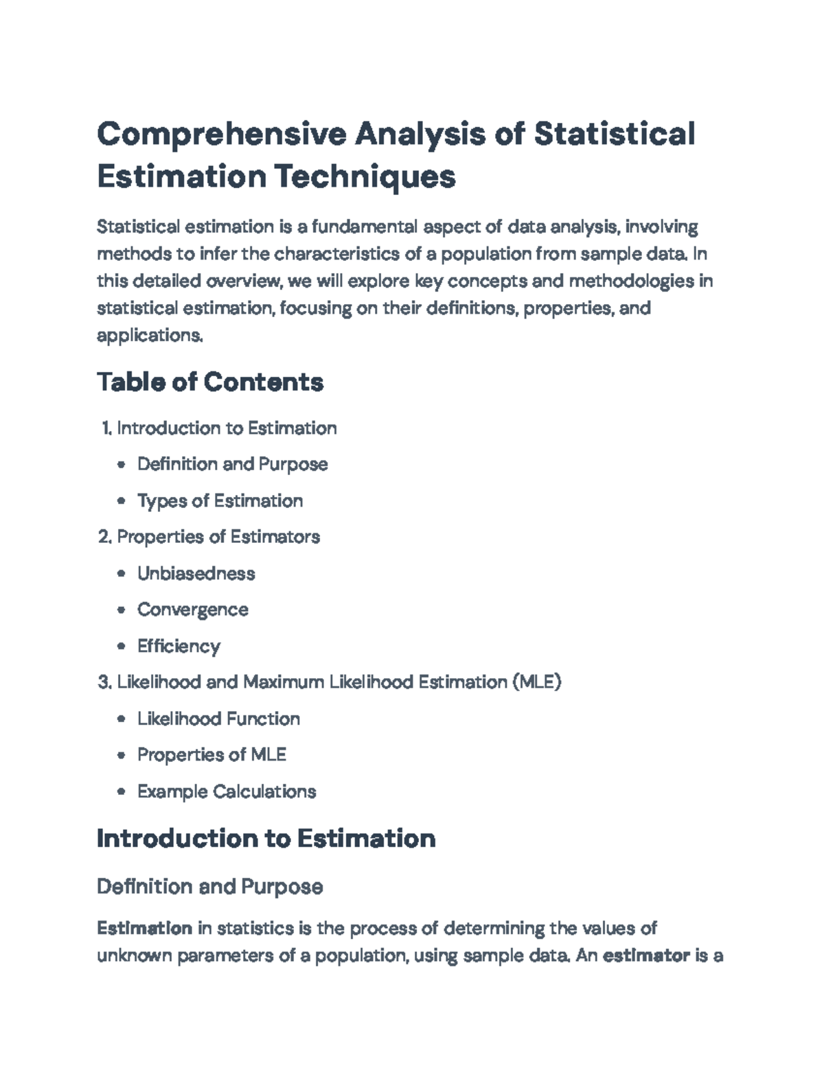 Statistical Estimation Techniques Overview: Definitions & MLE Analysis ...