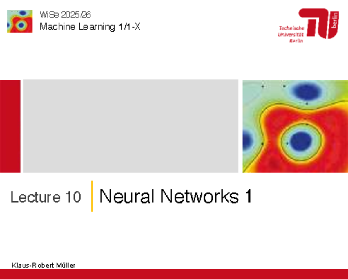 WiSe Machine Learning Lecture 10: Neural Networks Overview - Studocu