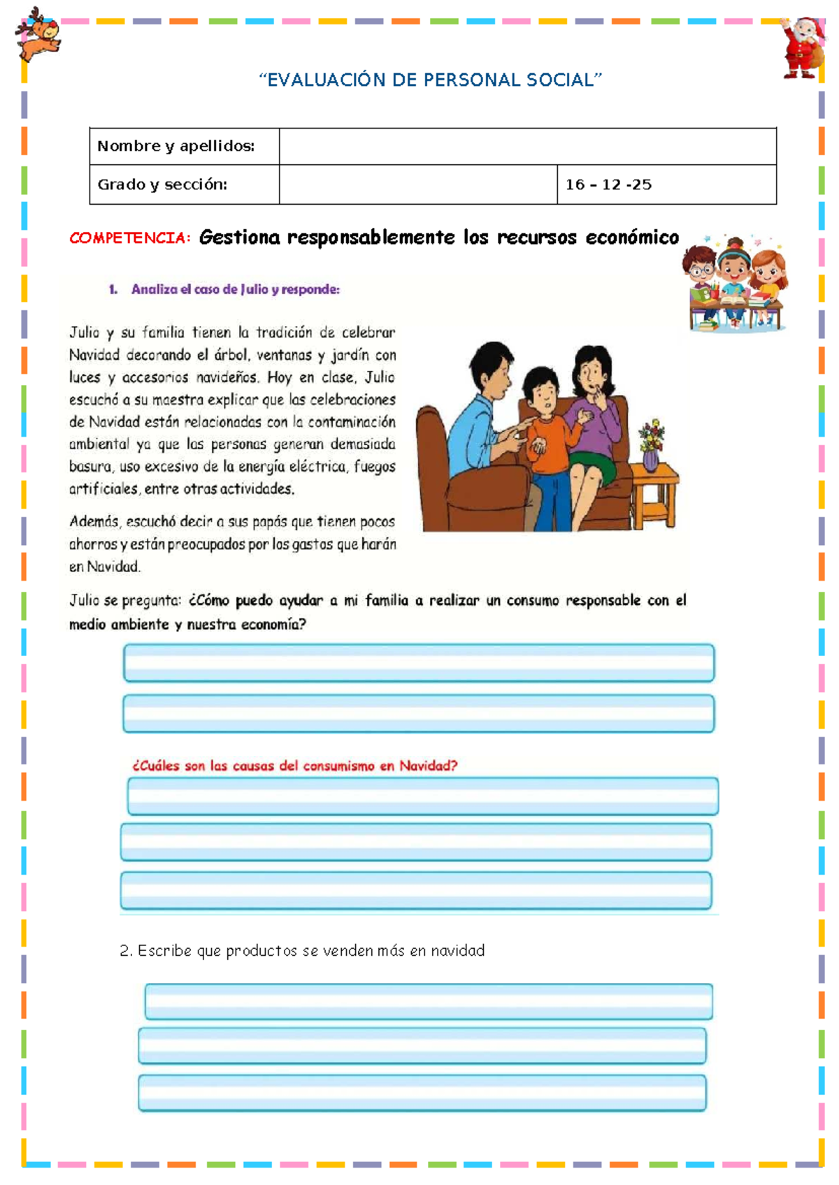 Examen DE IV Bimestre 2025 - Personal Social 3-4-IV - personal social ...
