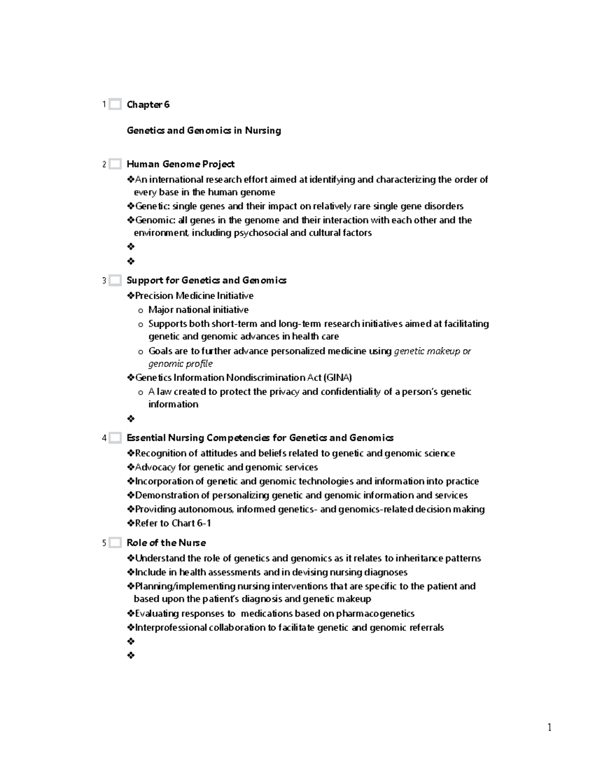 Chapter 6: Genetics and Genomics in Nursing Practice Overview - Studocu