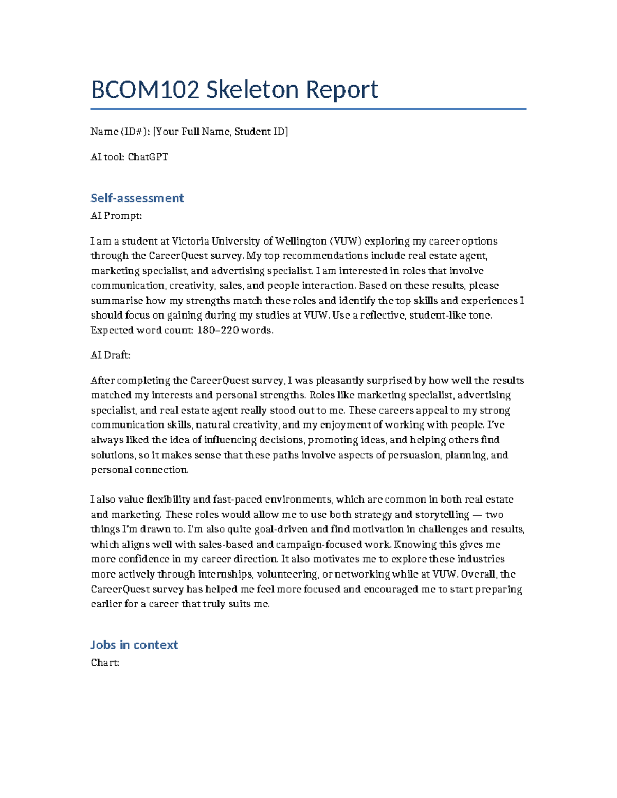 BCOM102 Final Skeleton Report: Career Insights & Recommendations 2025 ...