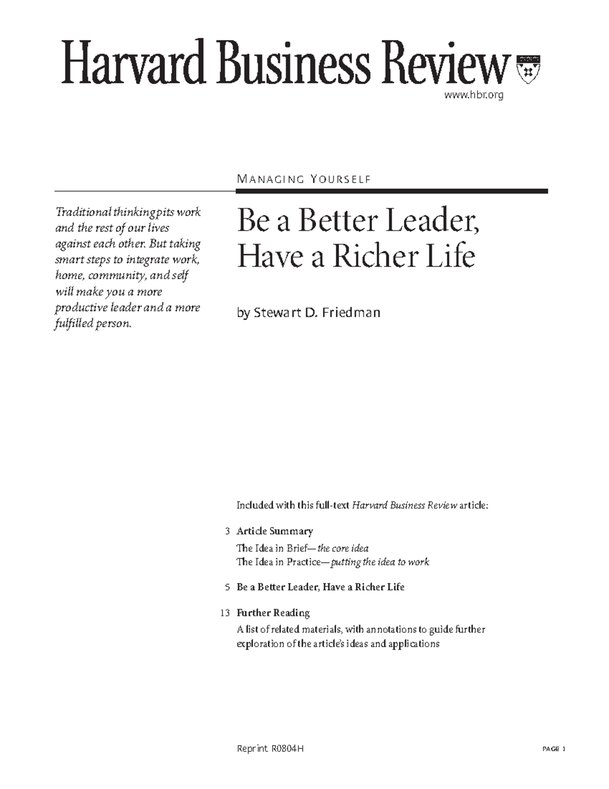 Drucker - 2 HBR papers - cccasdfafasf - hbr ####### M A N A G I N G Y O ...