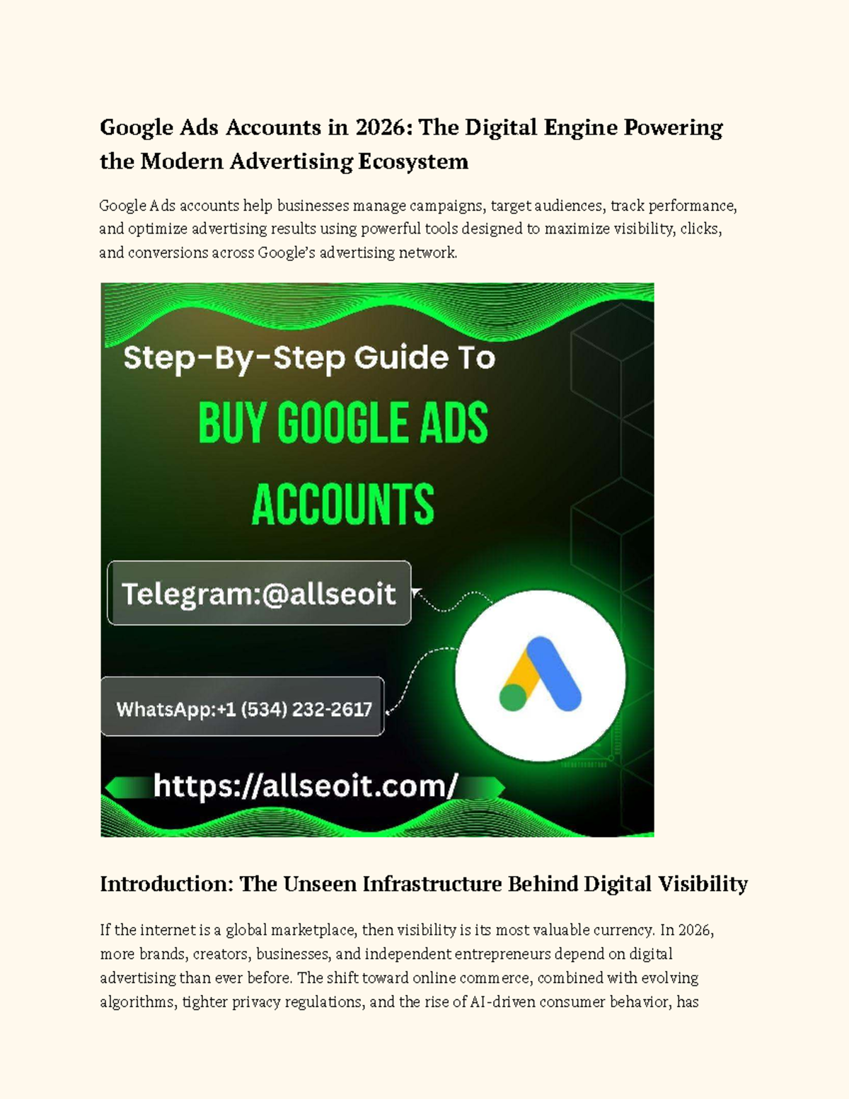 Google Ads Accounts in 2026: Insights & Best Purchase Sites - Studocu