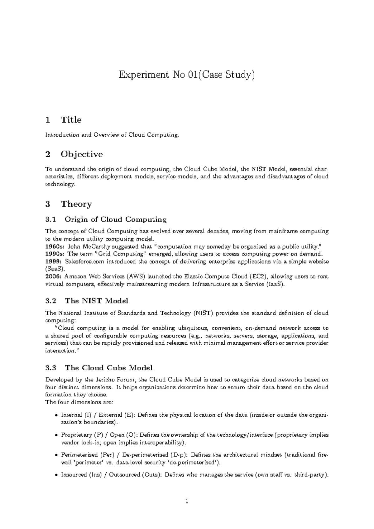 Experiment No 01 (Case Study): Overview of Cloud Computing Concepts ...