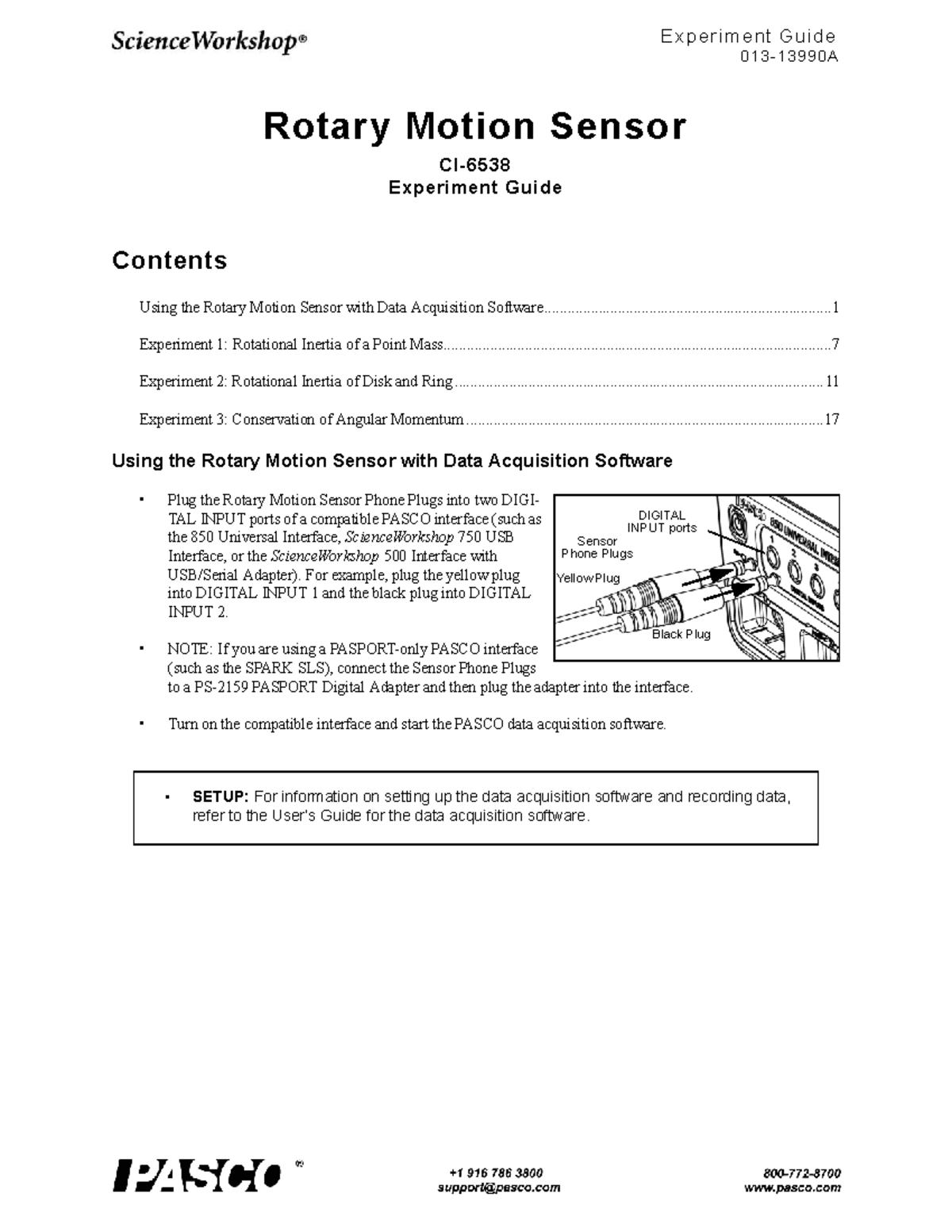 Rotary Motion Sensor Experiments - E xperi me nt Gui de 0 1 3 - 1 3 9 9 ...
