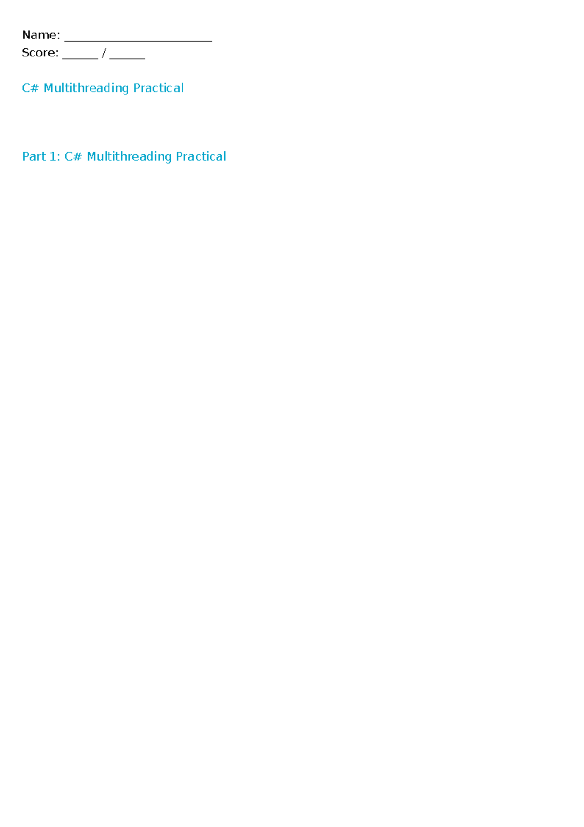 C# Multithreading Practical Exercise: Identify and Complete Code ...