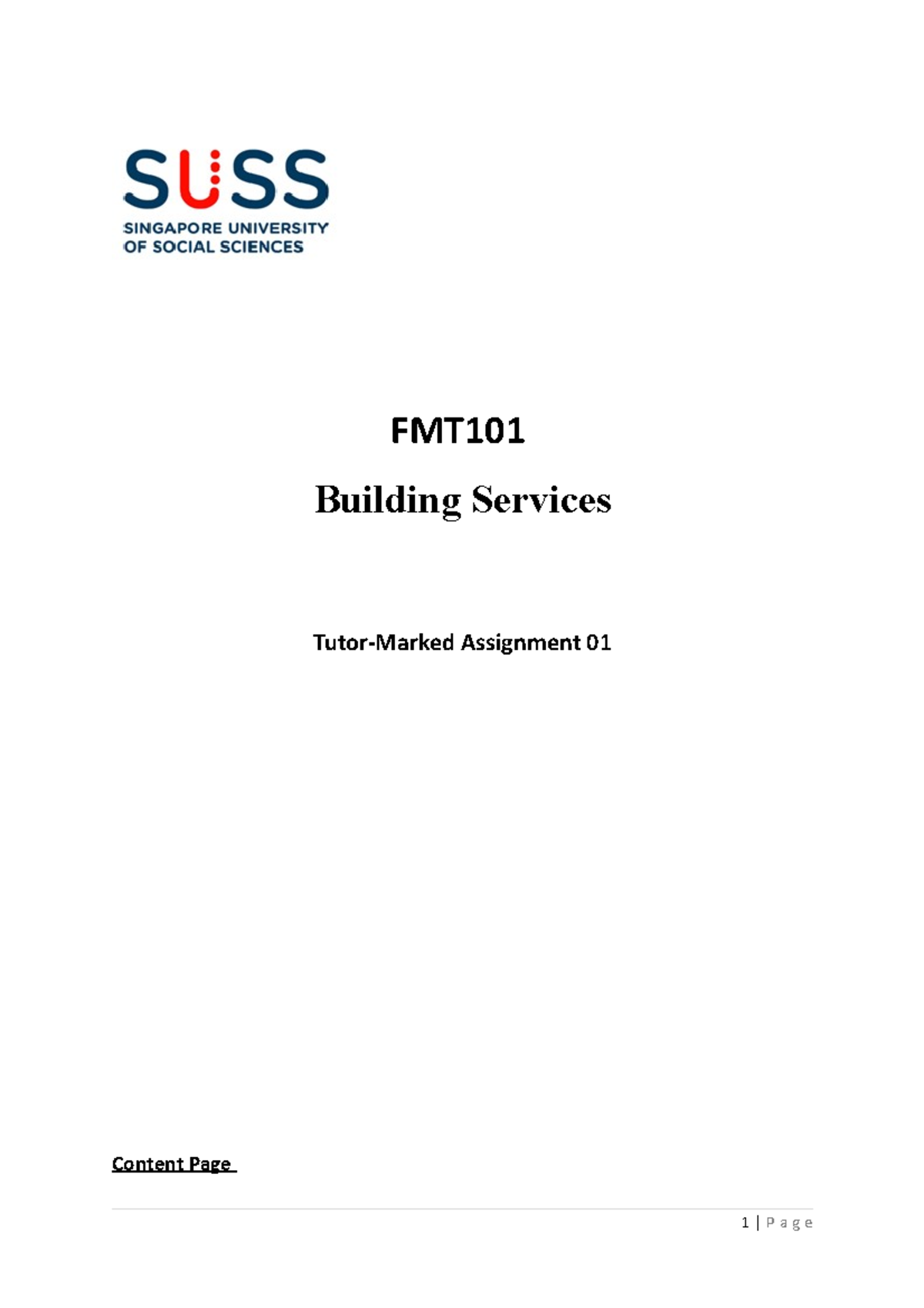 FMT101 TMA01 Jan/2023 - FMT Building Services Tutor-Marked Assignment ...