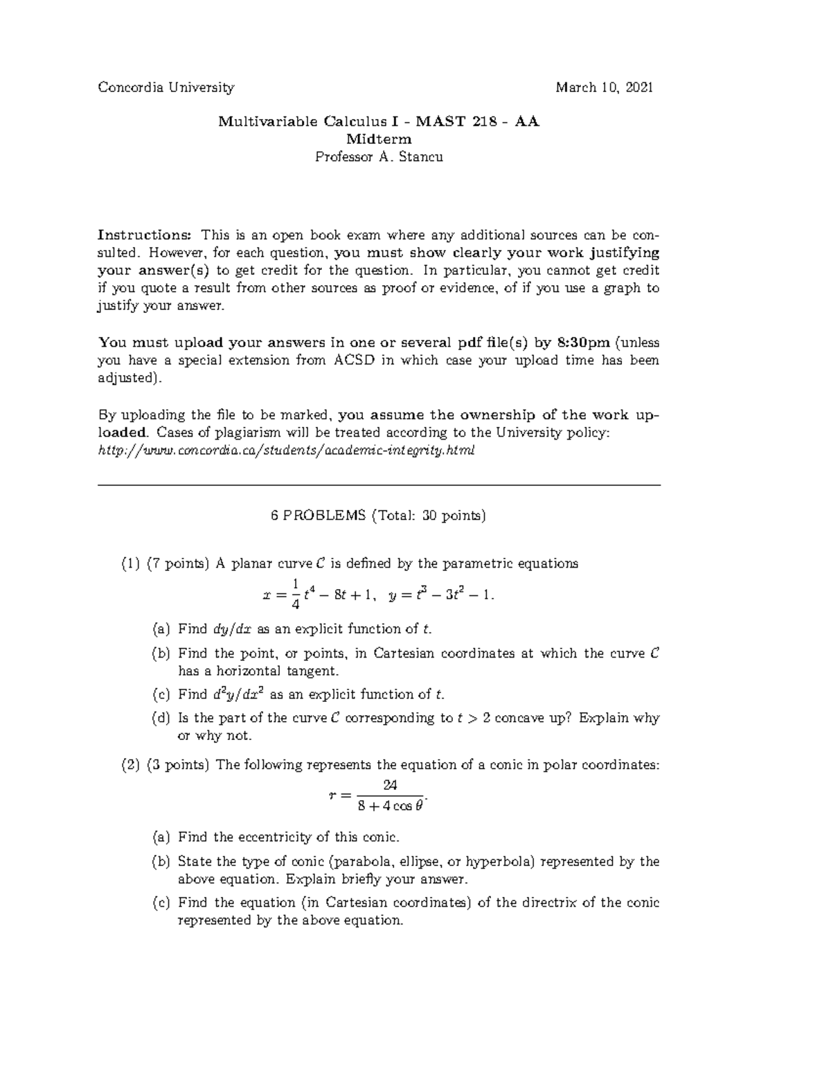 Mast 218 Midterm Exam Review - Final Exam Winter 2021 - Studocu