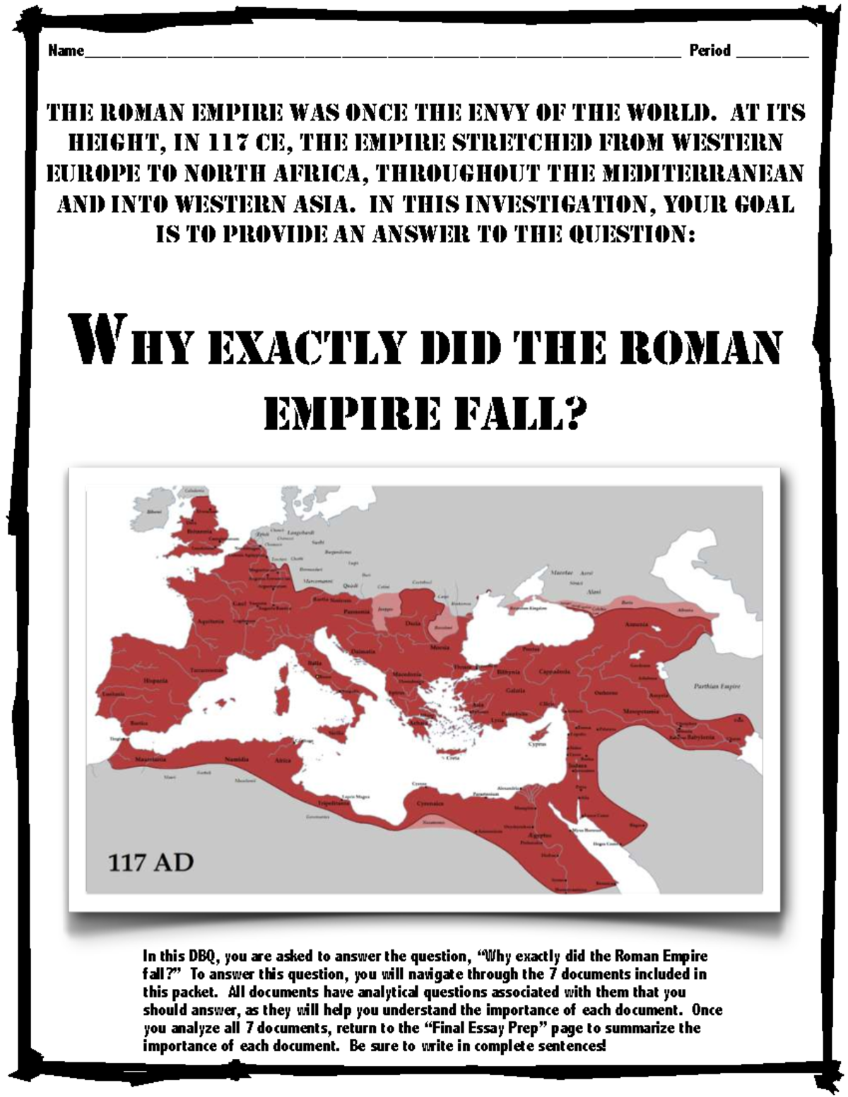 DBQ: Analyzing the Causes of the Fall of the Roman Empire (HIST 101 ...