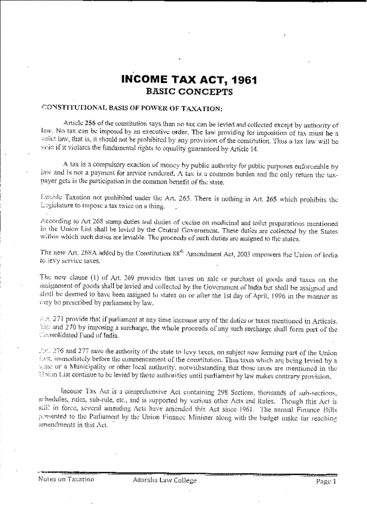 394660840 LLB 3Y 5th Sem Income Tax Act & Basic Concepts Notes - Studocu