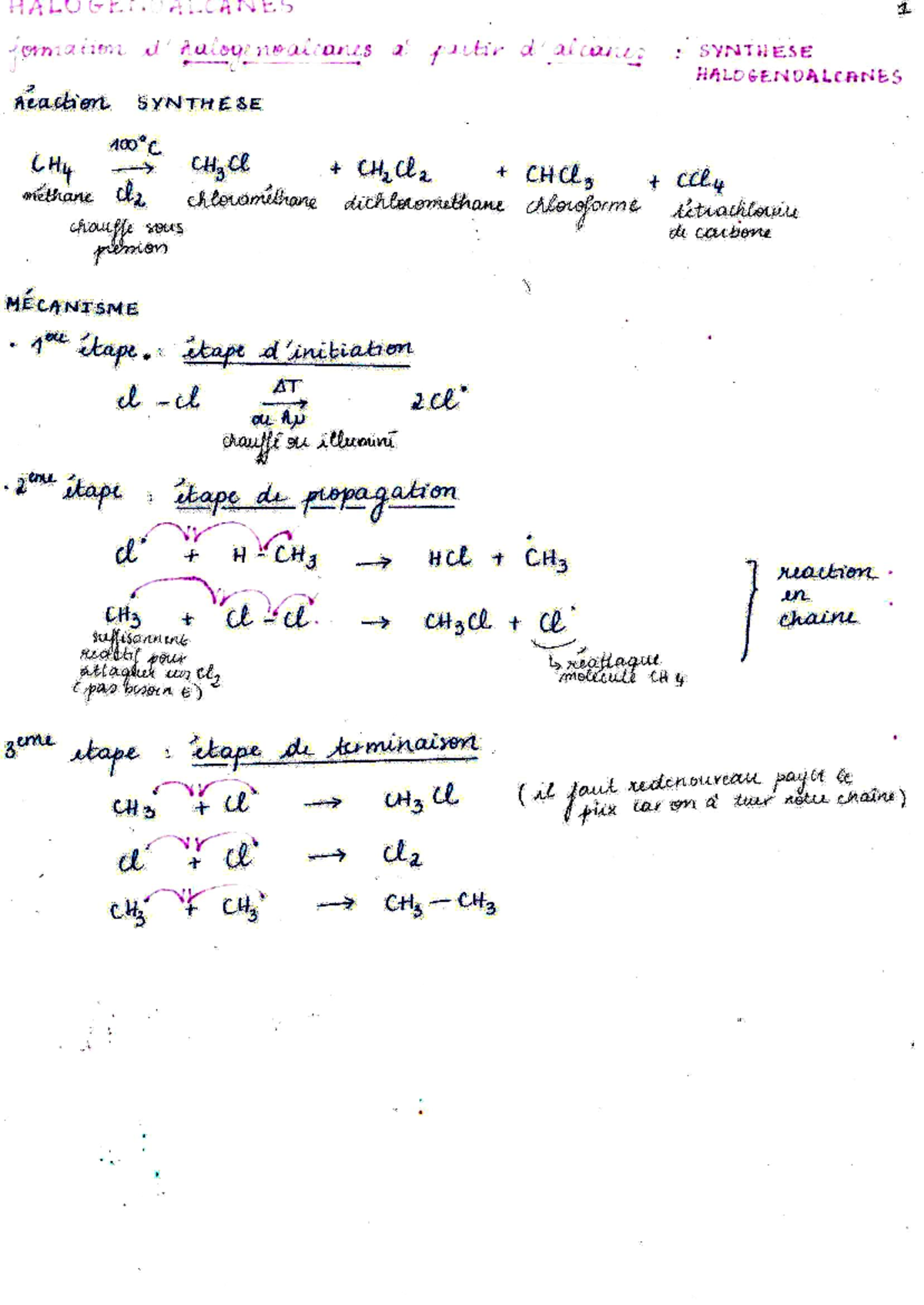 Synthèse et Mécanismes des Halogénures et Alcanes - CHIMIE ORGA HALUGE ...