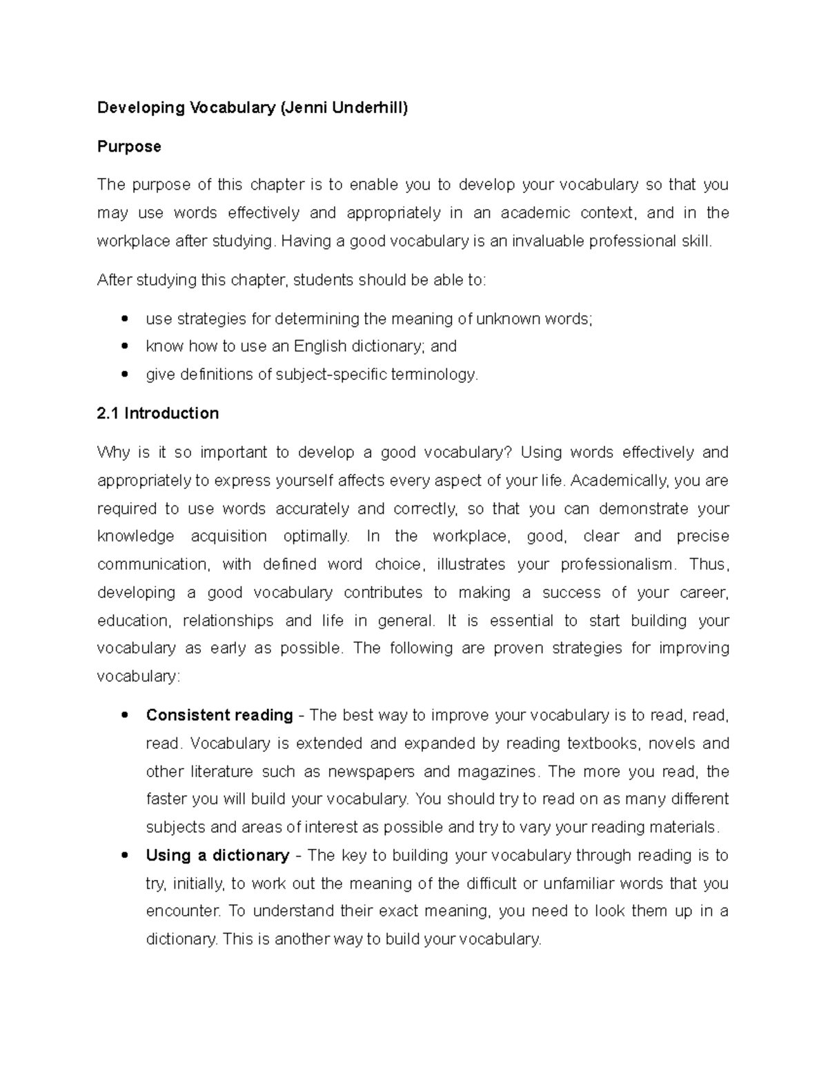 Developing Vocabulary - Having a good vocabulary is an invaluable ...