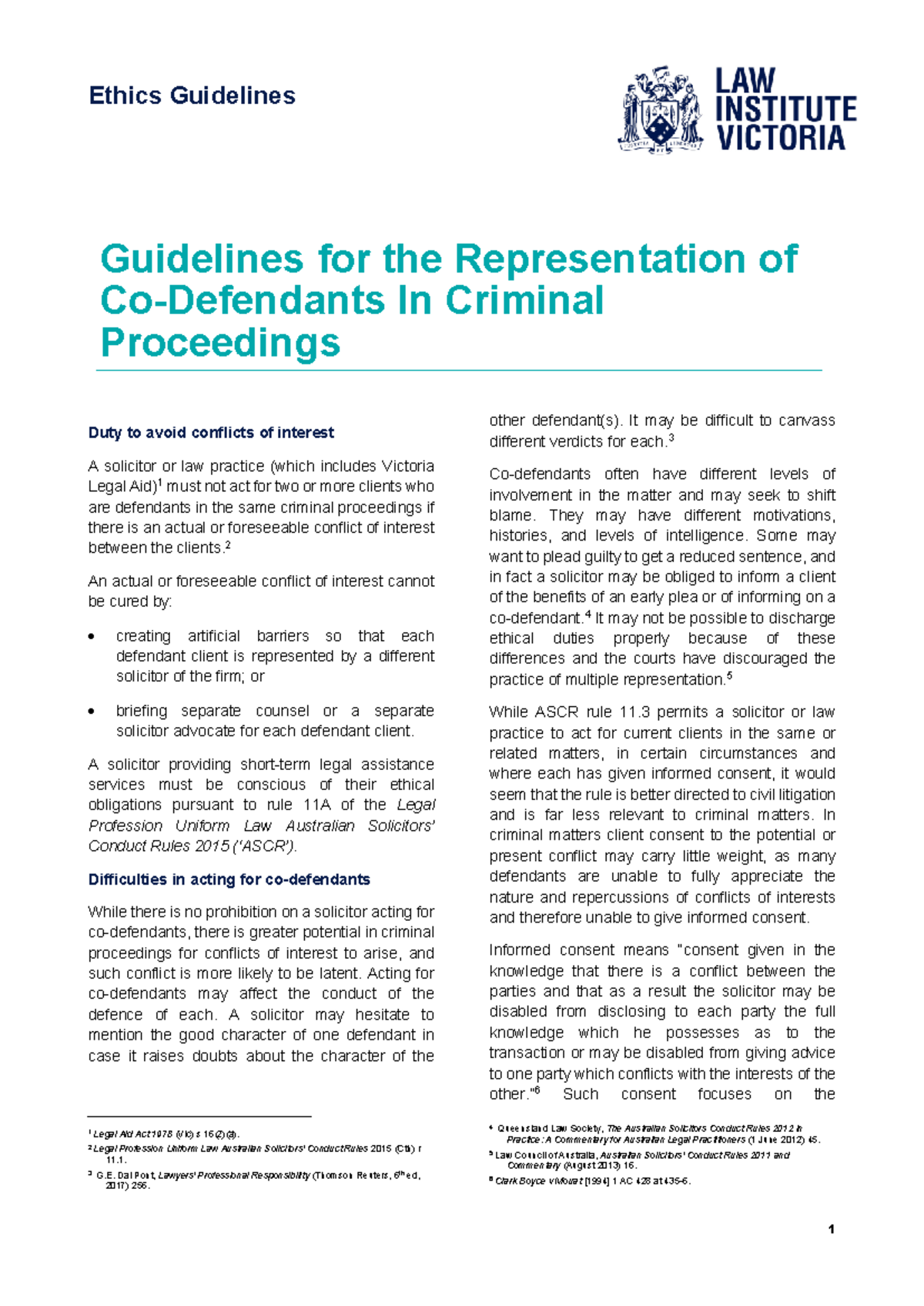 LIV Guidelines for Representing Co-Defendants in Criminal Cases - Studocu