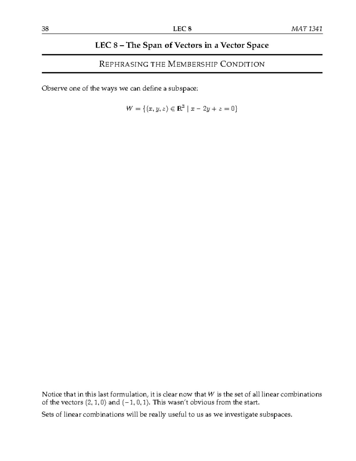 MAT 1341 Spring 2025 DGD Workbook for Linear Algebra - Studocu