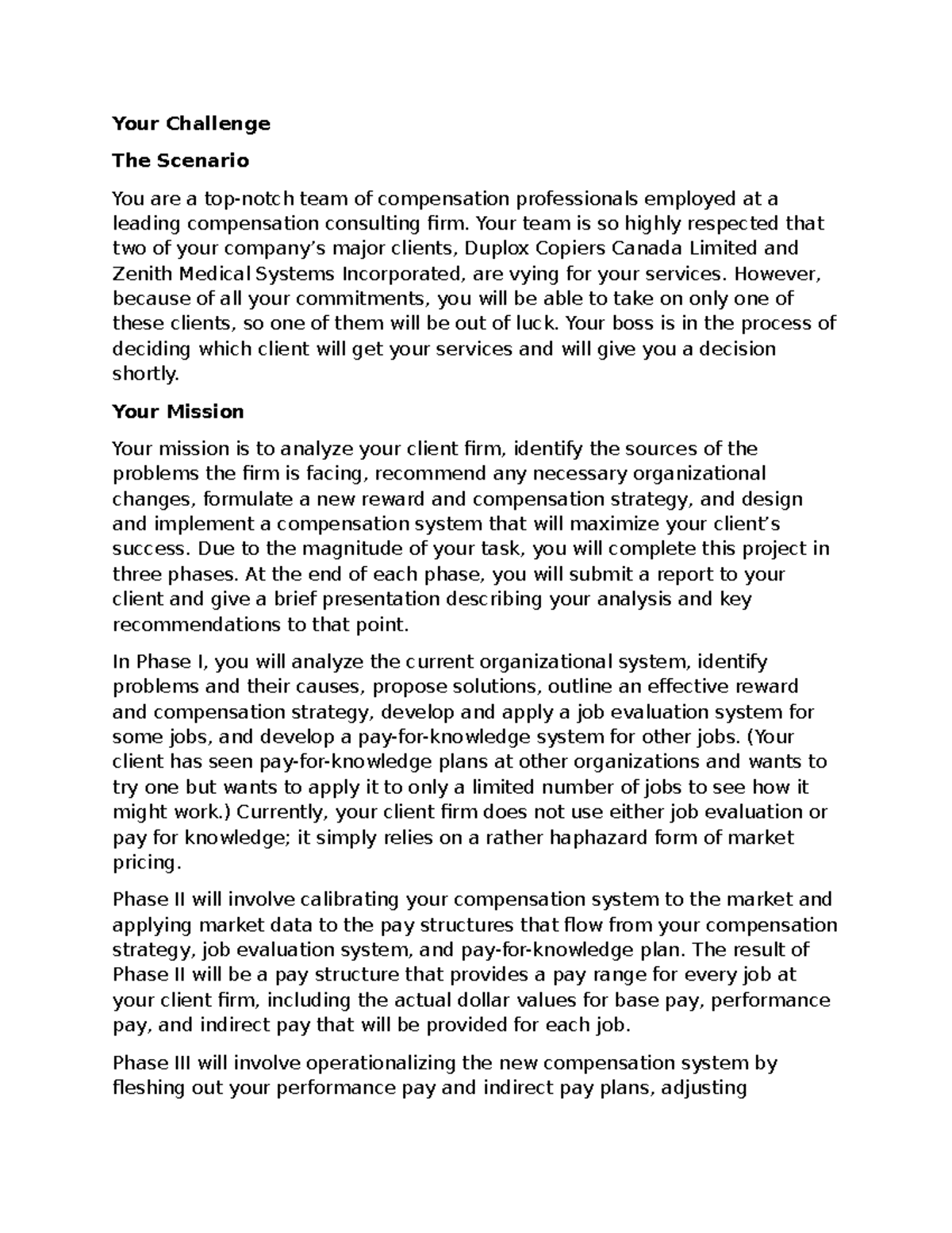 Compensation Strategy Simulation: CHRP Project Assignment - Studocu