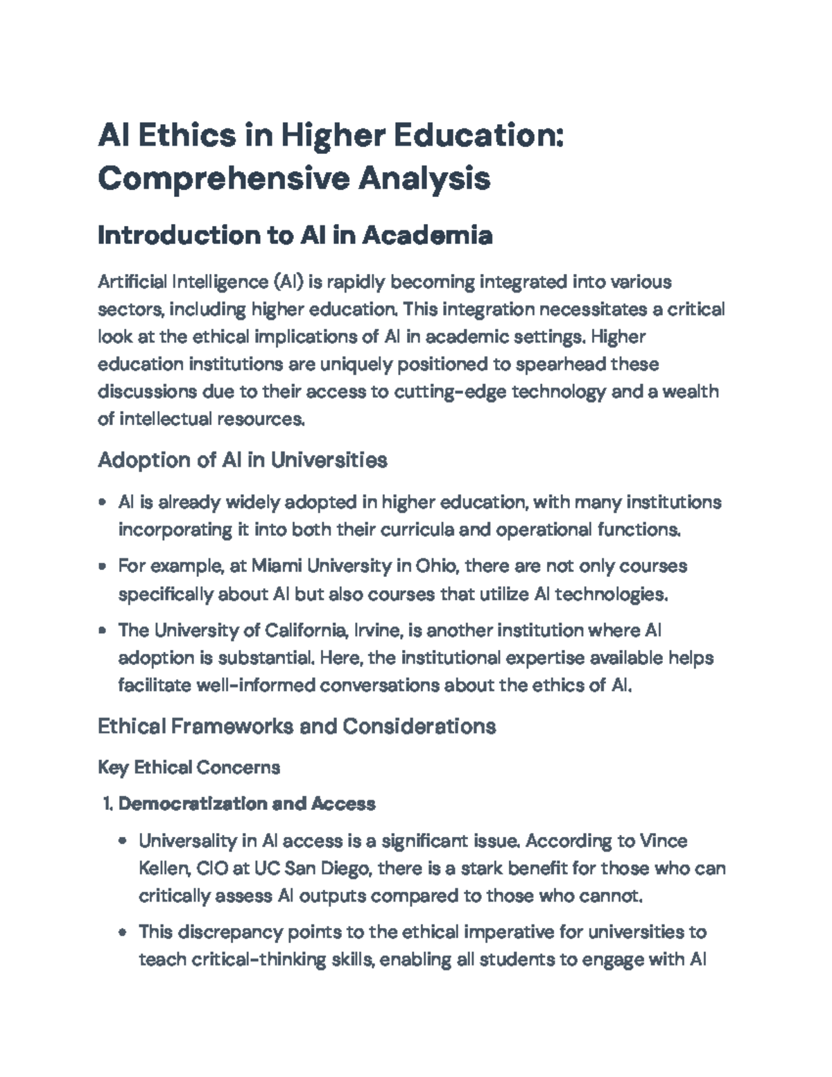 AI Ethics in Higher Education: A Comprehensive Overview and Analysis ...
