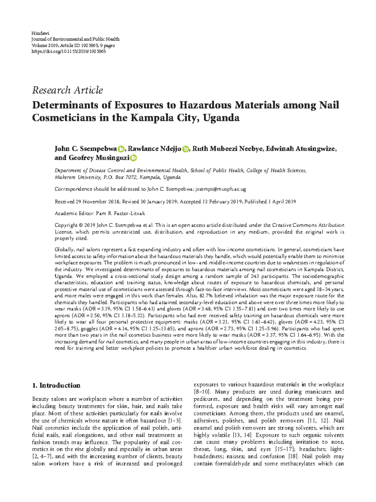 Characterizing Chemical Exposures in Asian Nail Salon Workers: Health ...