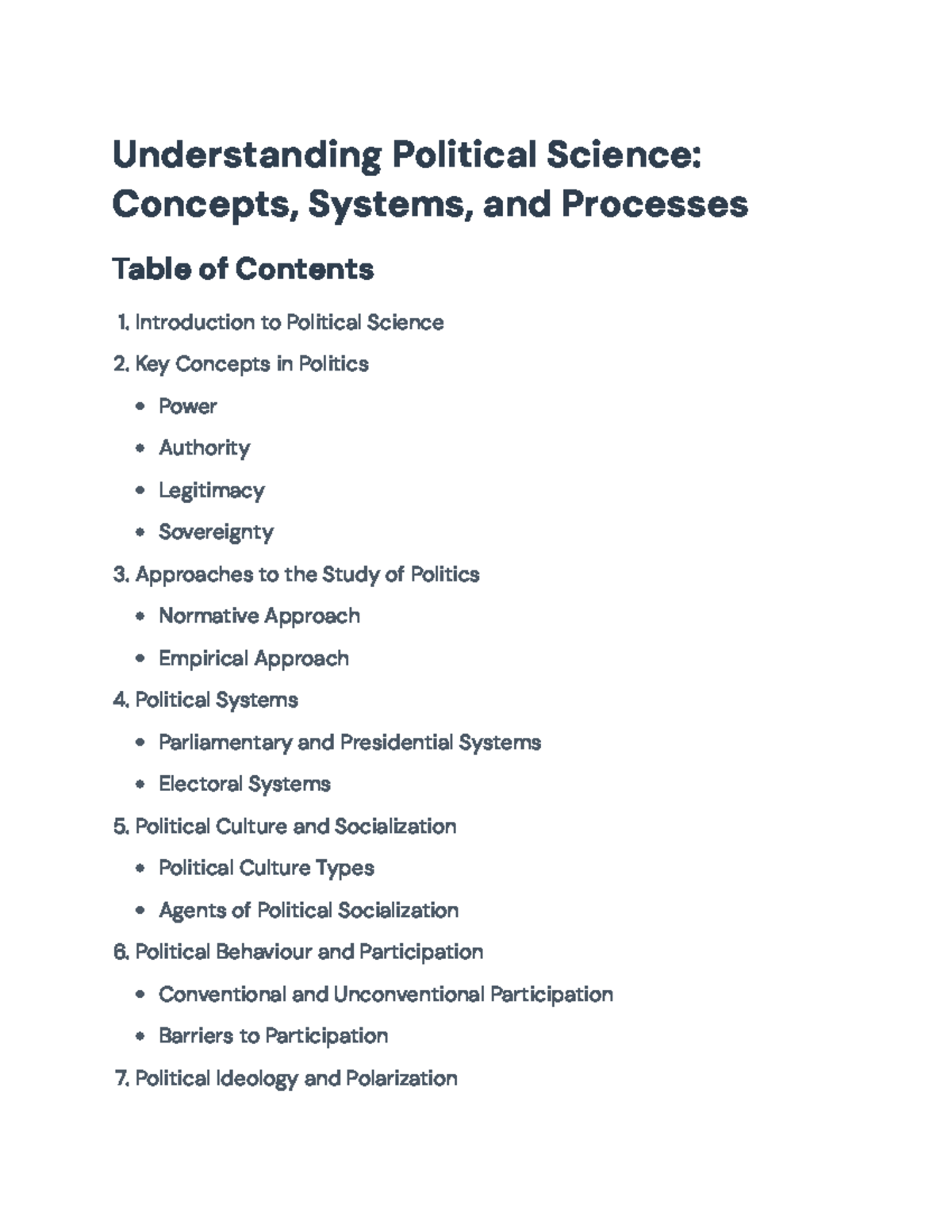 Understanding Political Science: Key Concepts & Systems Overview ...