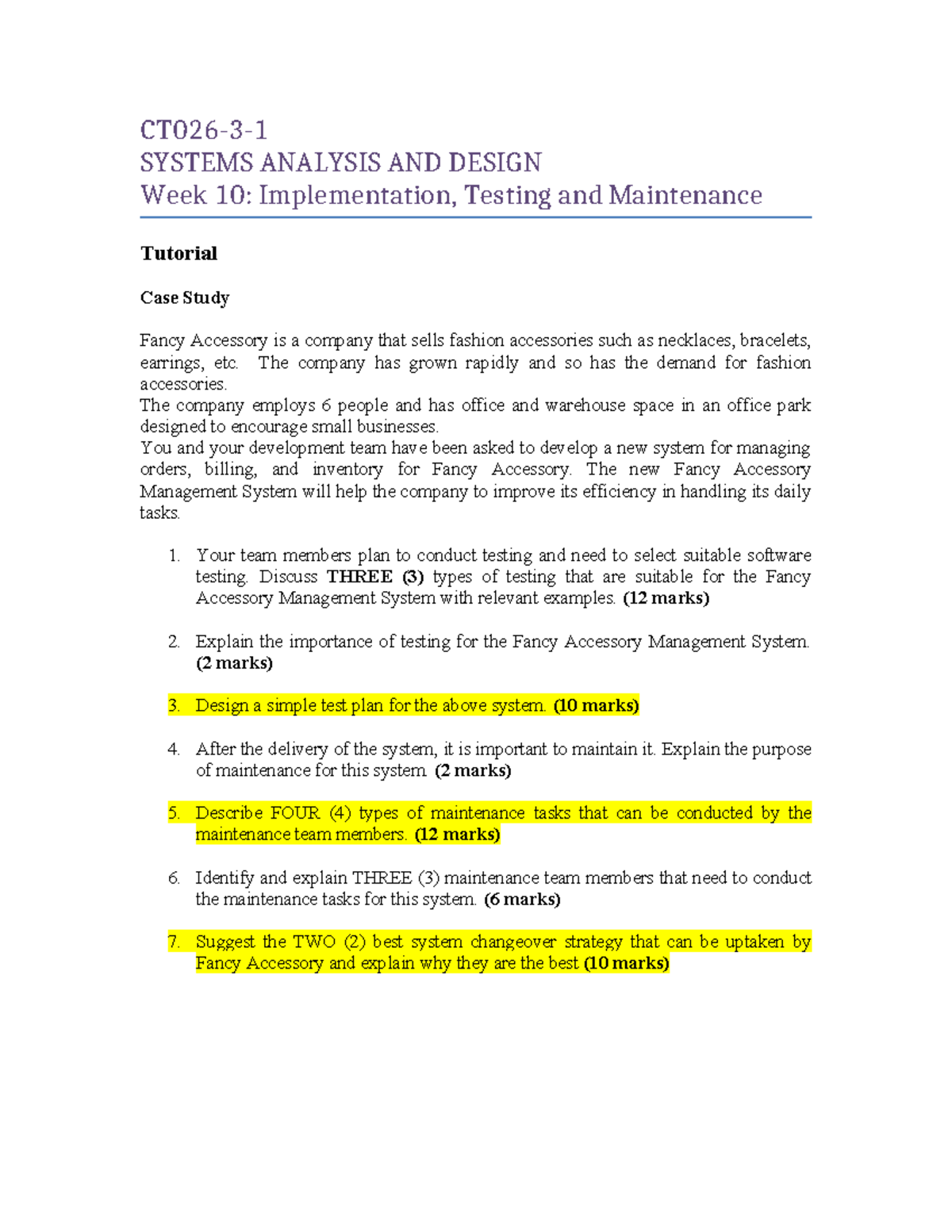 SYSTEMS ANALYSIS AND DESIGN (SAD) Week 10: Implementation & Testing ...