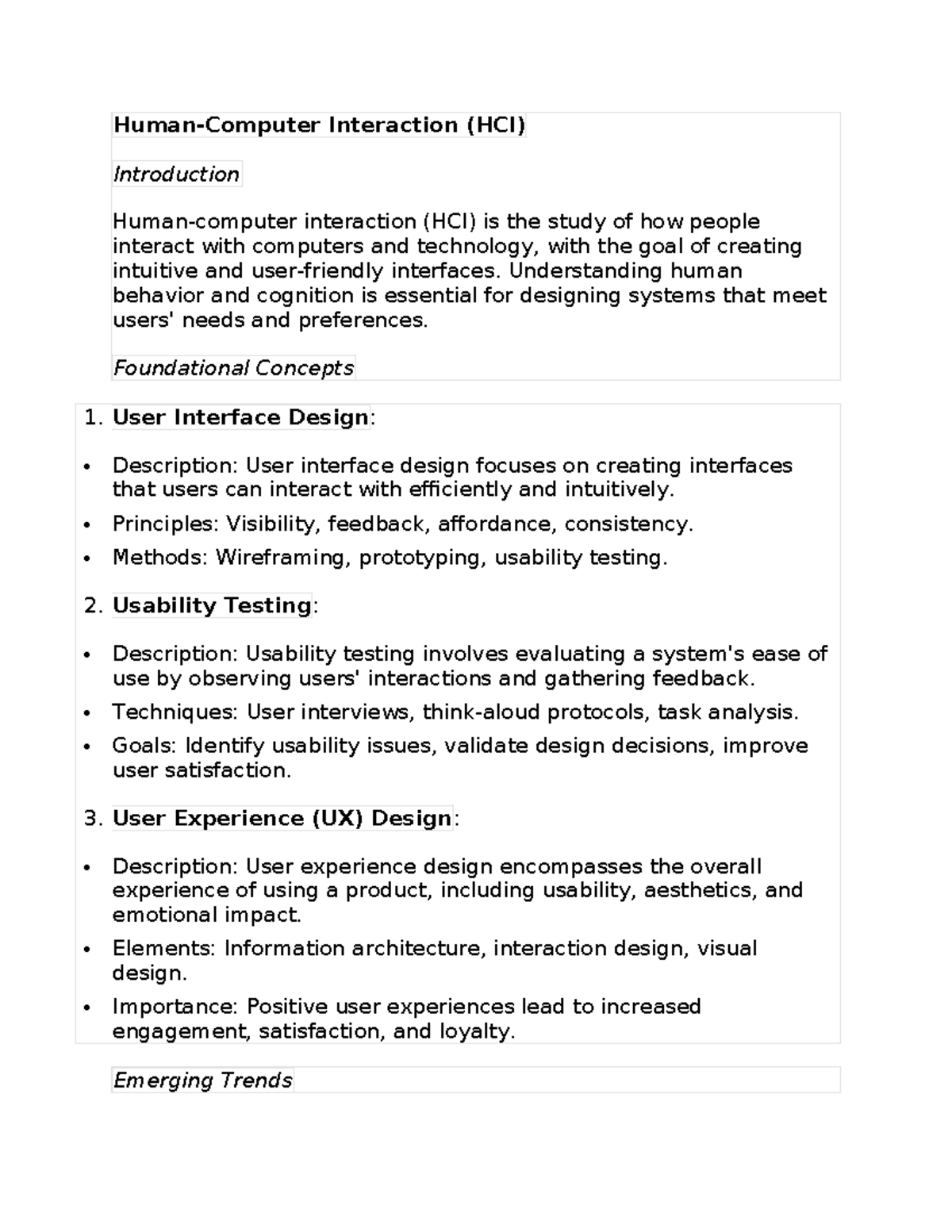 HCI 101 - Summary of Human-Computer Interaction Concepts and Trends ...