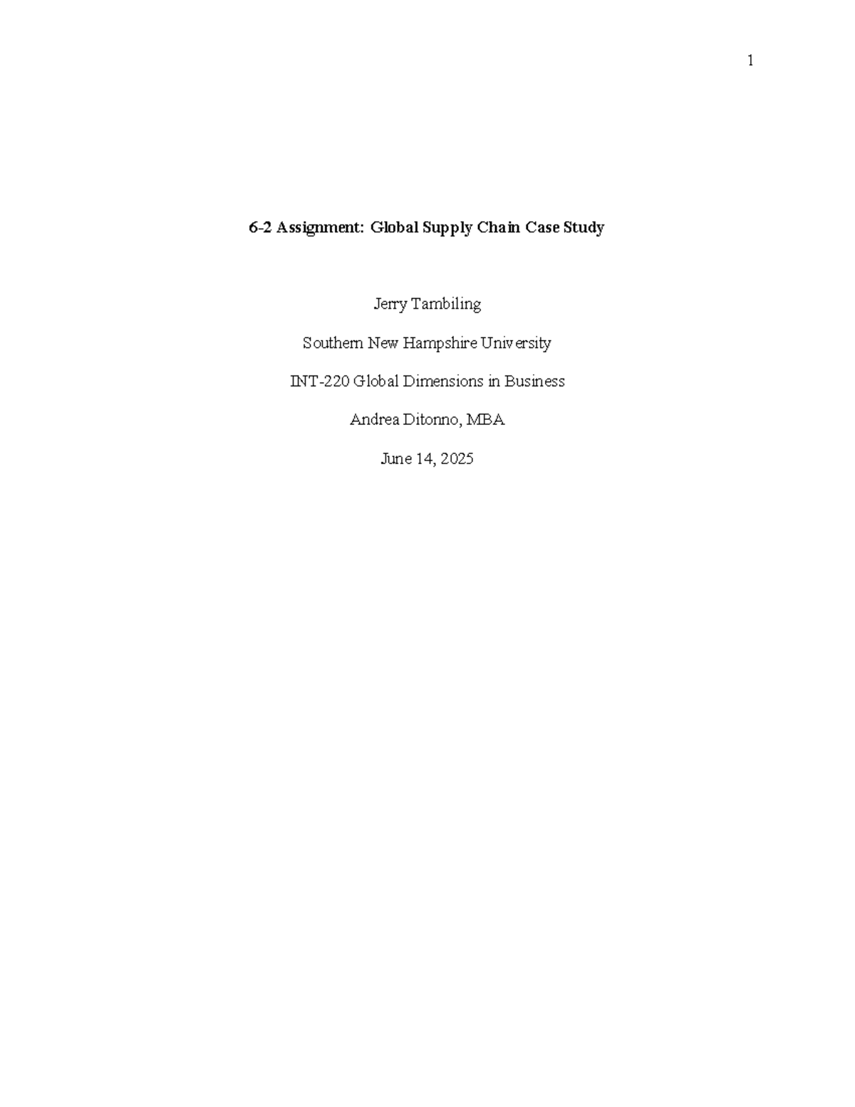 6-2 Assignment: Global Supply Chain Case Study on Nike's