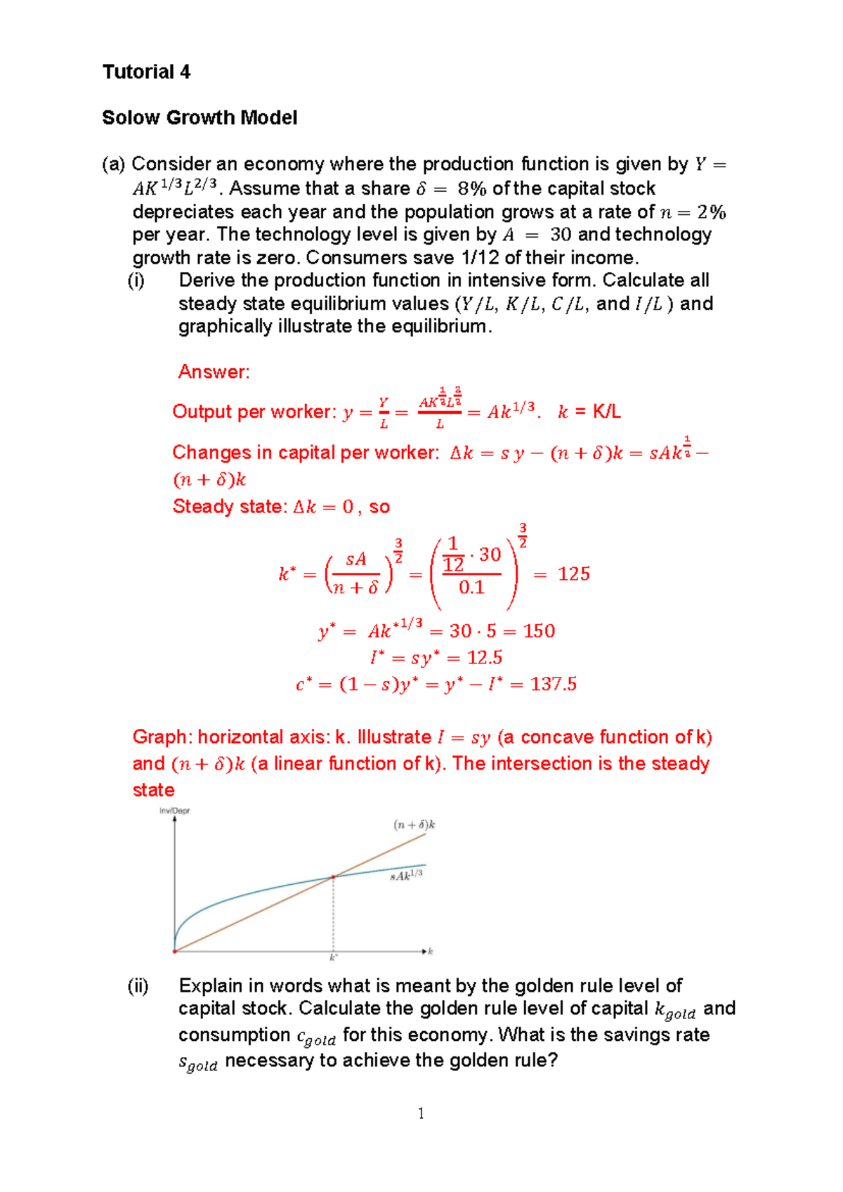 EC202 Problem Set 4: Solow Growth Model Analysis and Equilibrium - Studocu