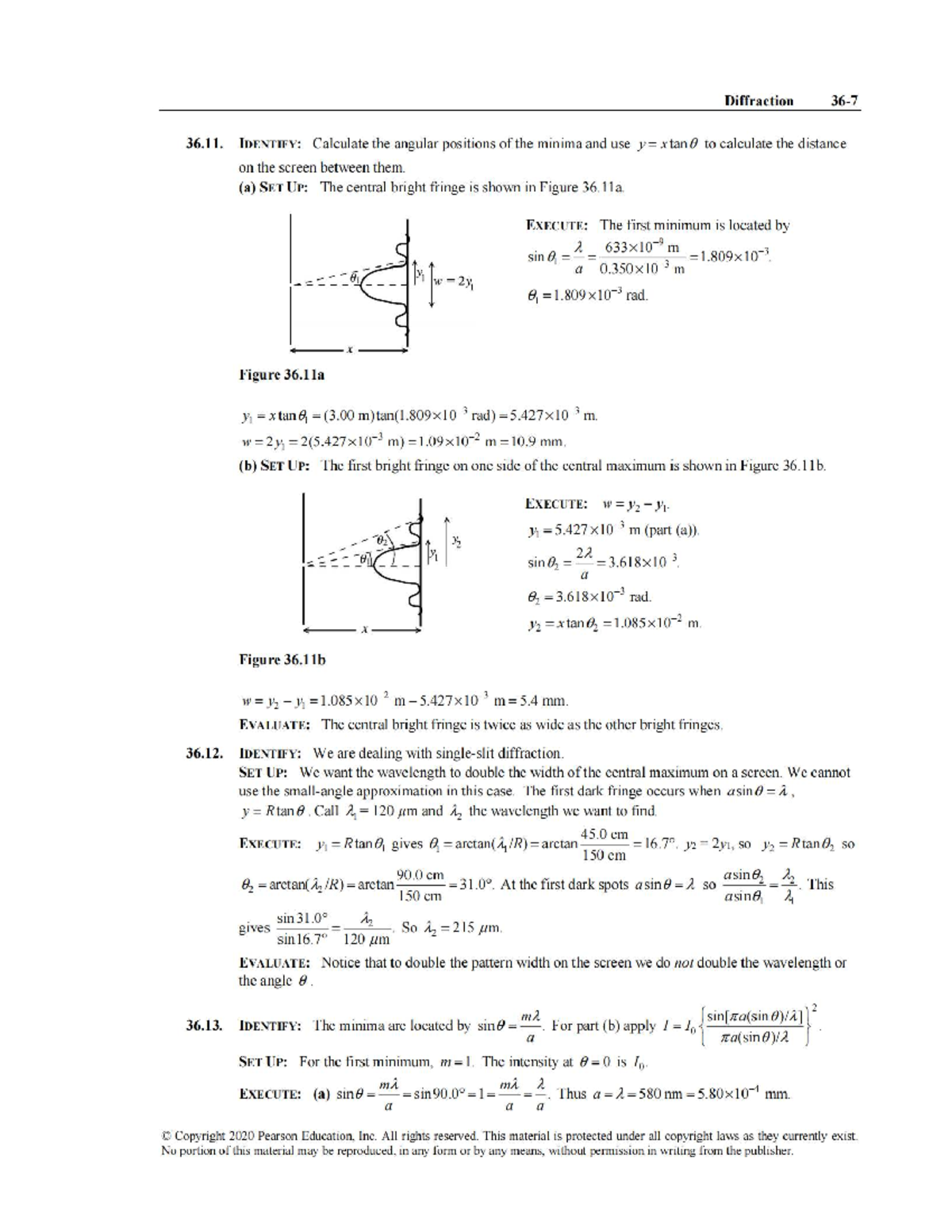 Physics 36.11: Diffraction Minima Calculation and Analysis - Studocu