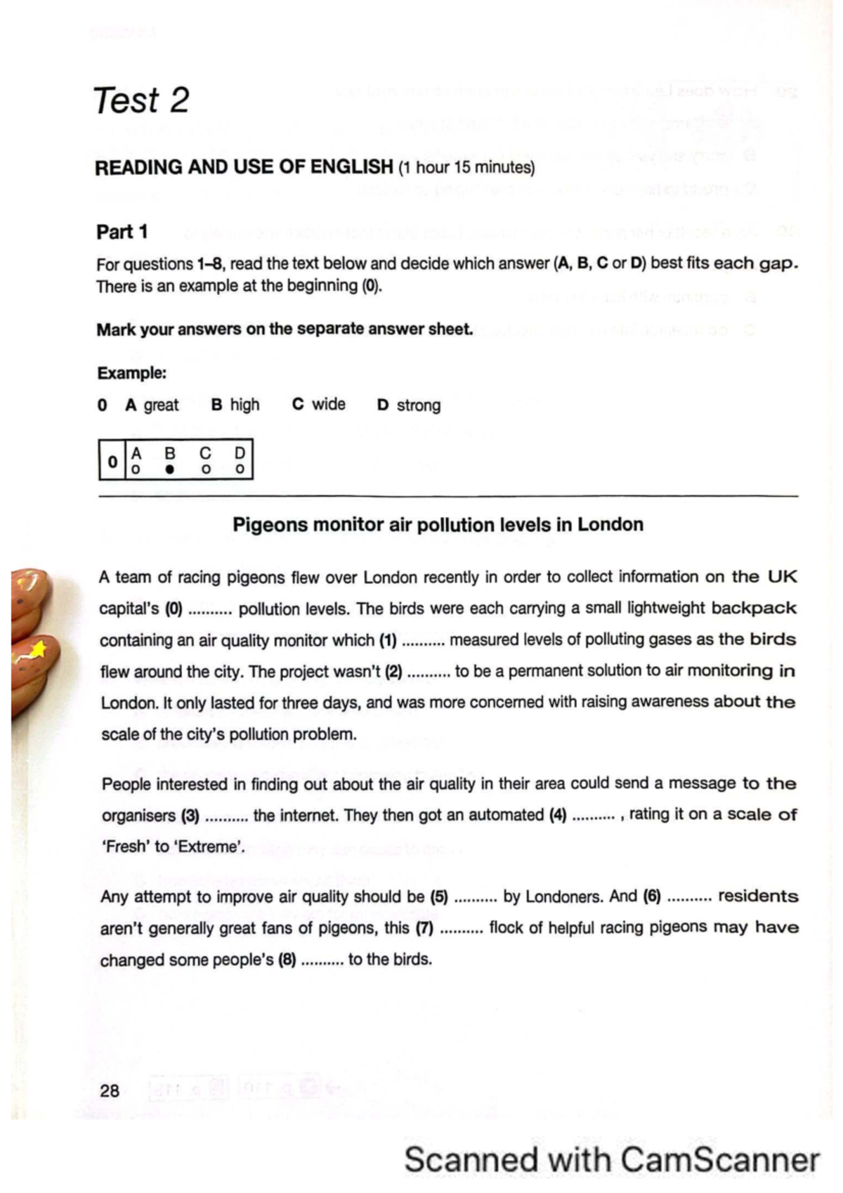 Test 2: Reading and Use of English for First for Schools - Document Preview