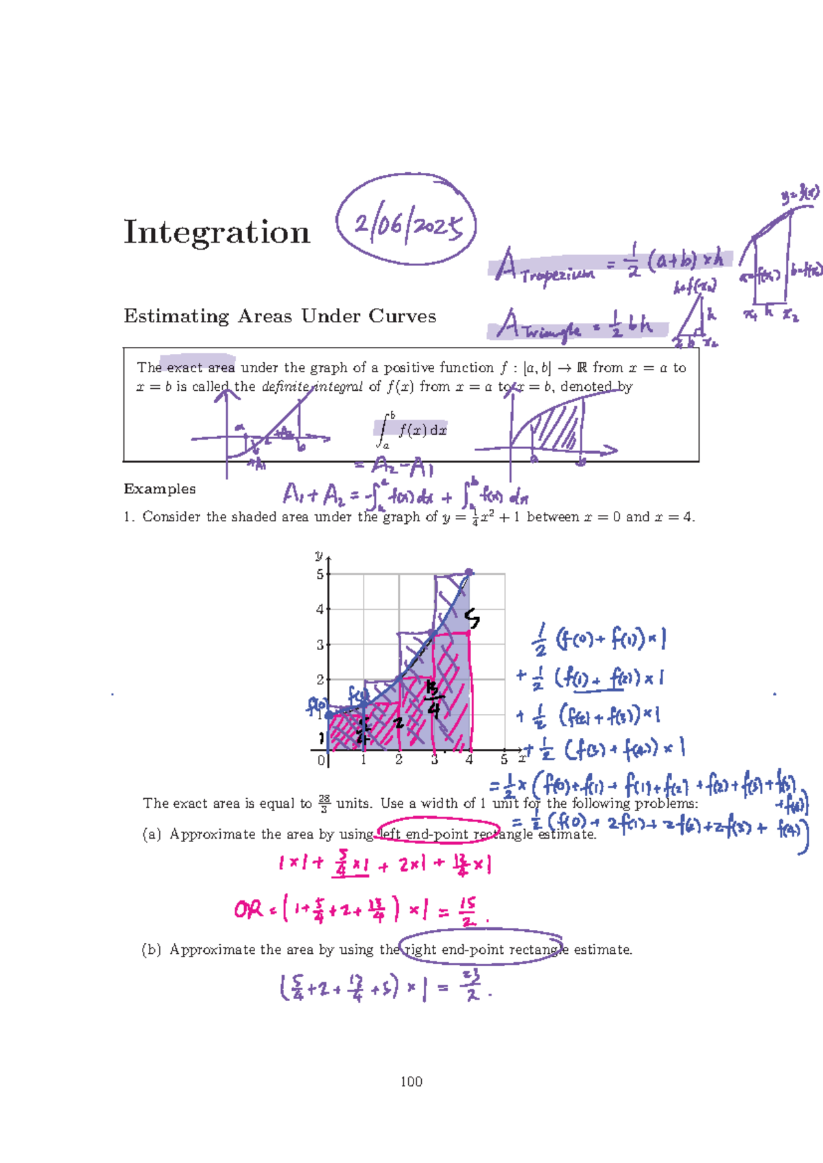 Integration Techniques and Area Estimation - Studocu