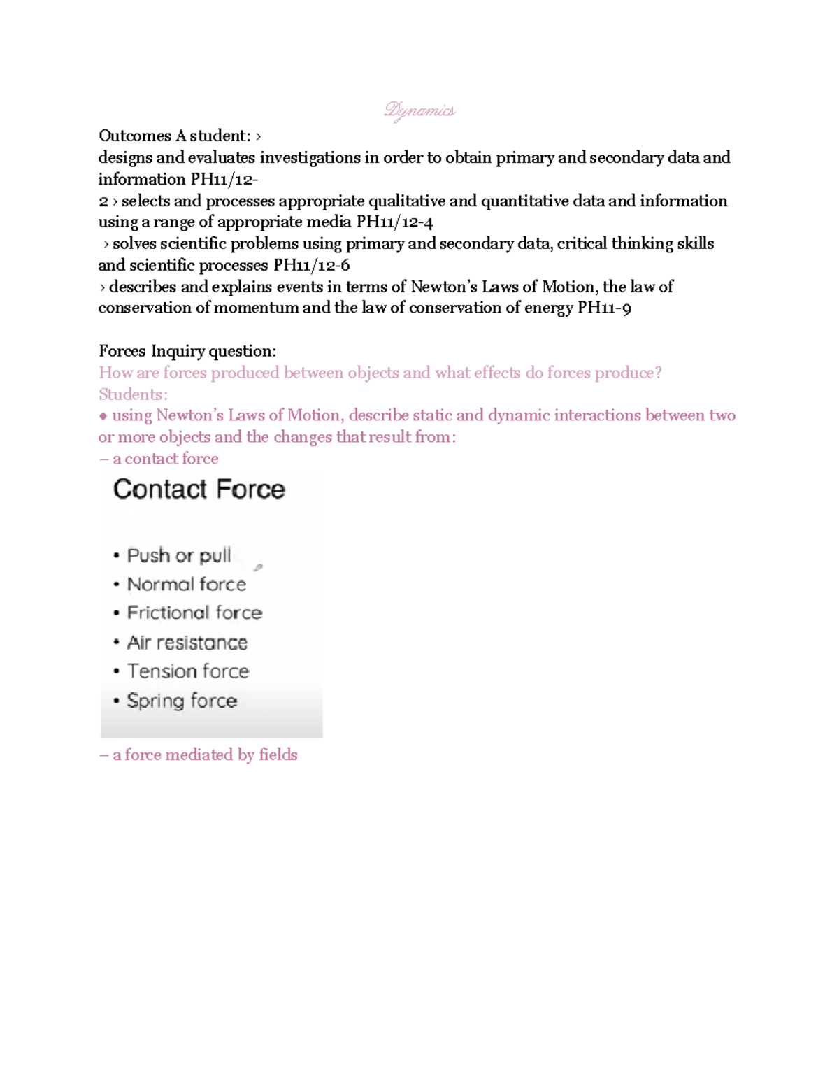 Module 2 - Dynamics Syllabus Summary & Incomplete Notes PH11/12 - Studocu