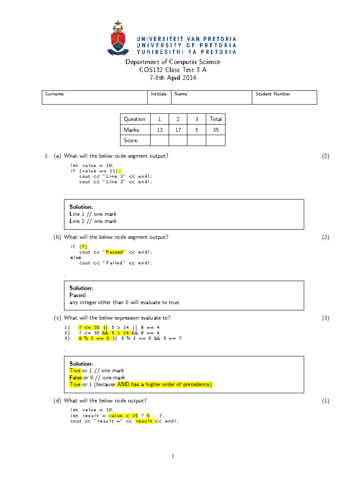 Class Test 3A - Understanding how to find outputs from codes ...