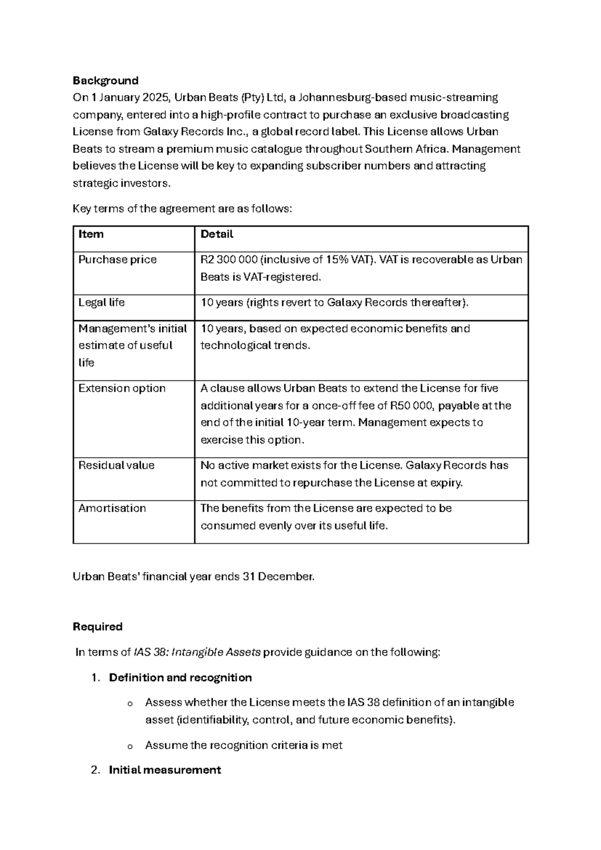 IAS 38 Revision Q&A: Intangible Asset License Analysis - Studocu