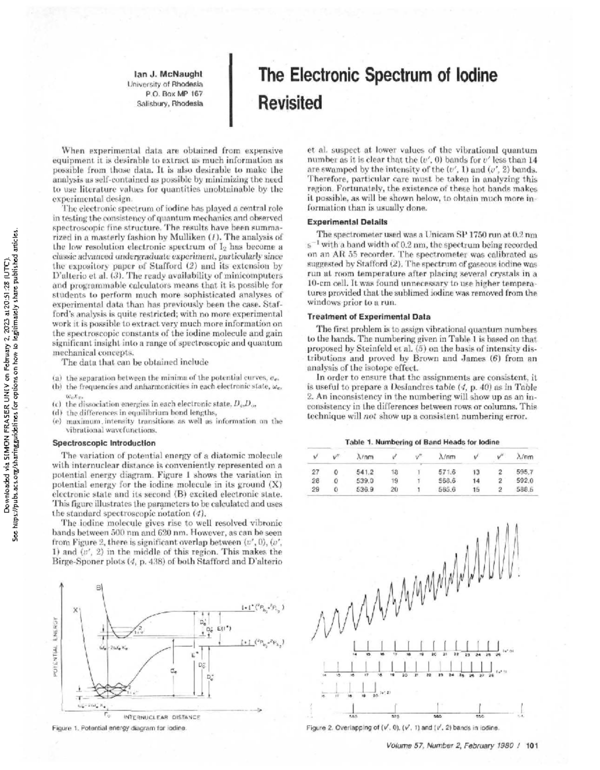 McNaught's Study on the Electronic Spectrum of Iodine (CHEM 101) - Studocu