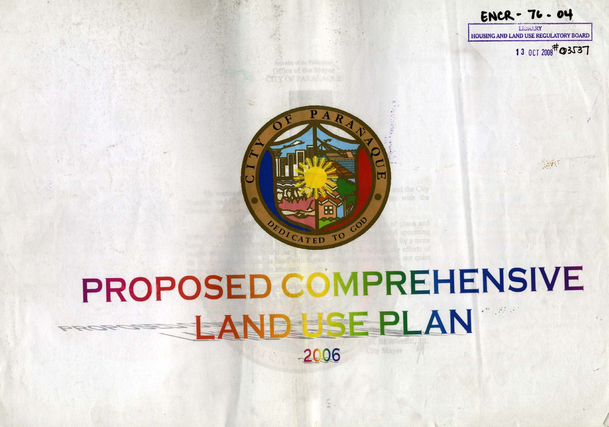 Comprehensive Land Use Plan (CLUP) 2007 for Parañaque City - Studocu