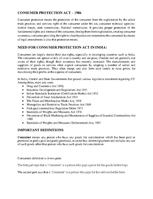 3rd Sem B Com Consumer Protection ACT Notes - CONSUMER PROTECTION ACT ...