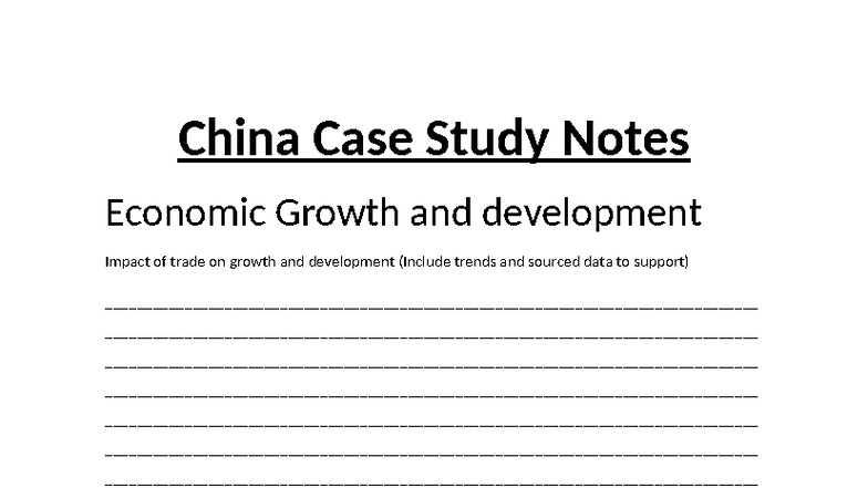 China Case Study Notes: Economic Growth, Trade, and Globalization ...