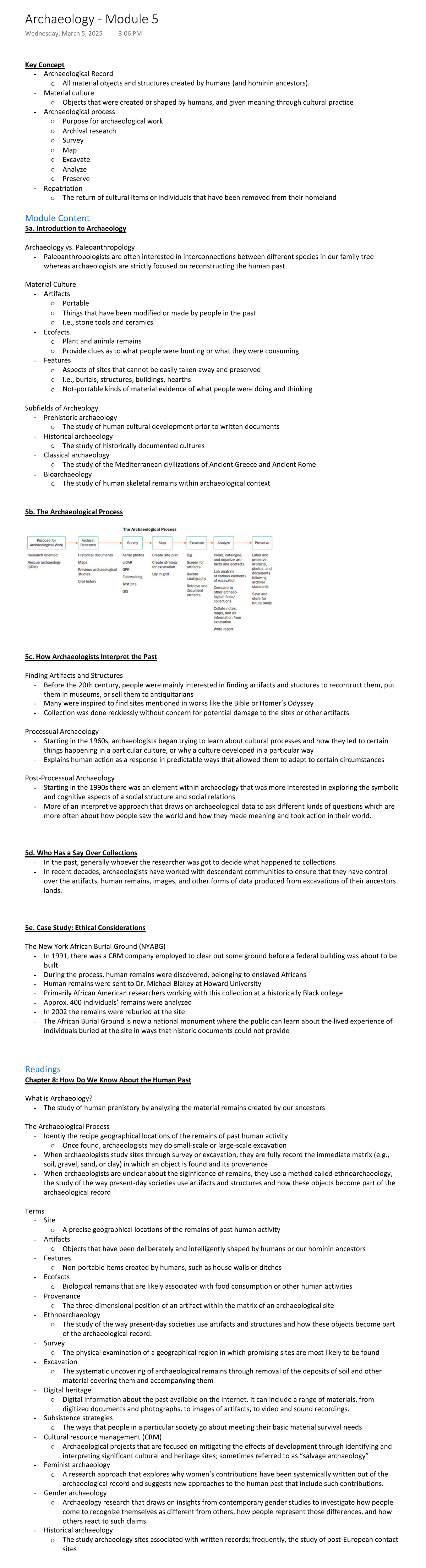 Archaeology - Key Concepts & Processes (Module 5) - Studocu