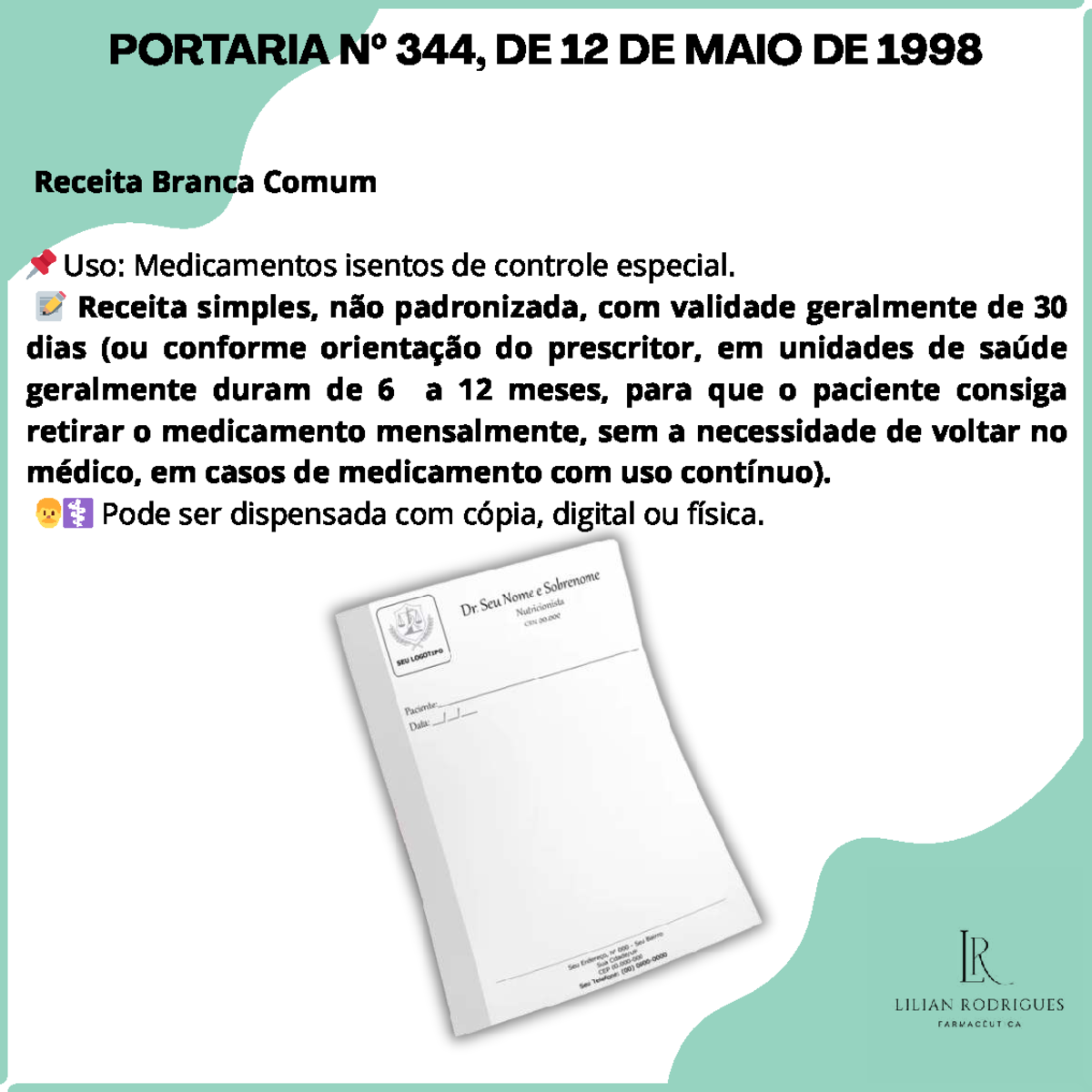 Portaria Nº 344/1998: Tipos de Receitas e Validades - Studocu