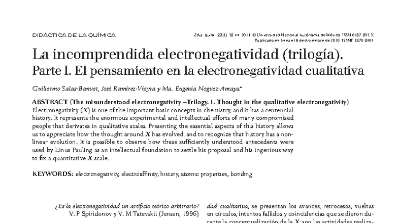 La incomprendida electronegatividad: Parte I - Pensamiento cualitativo ...