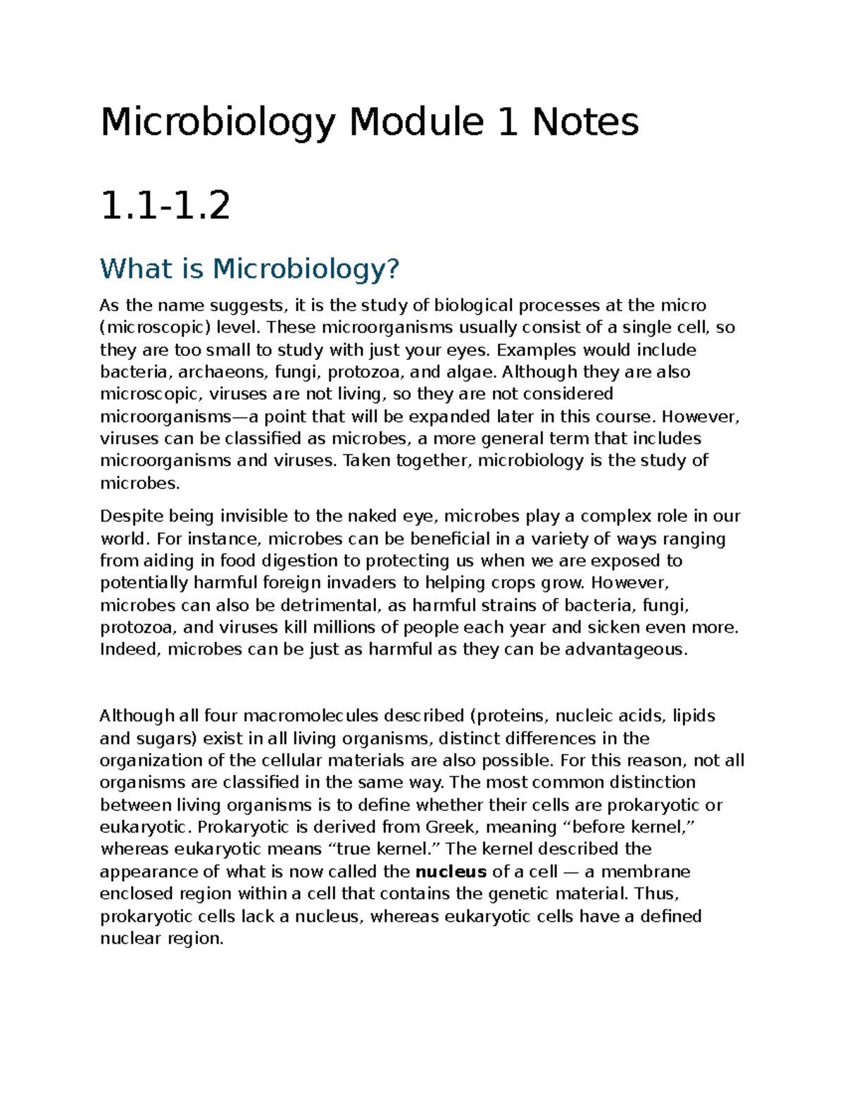 Microbiology 1: Comprehensive Study Notes on Microbial Life - Studocu