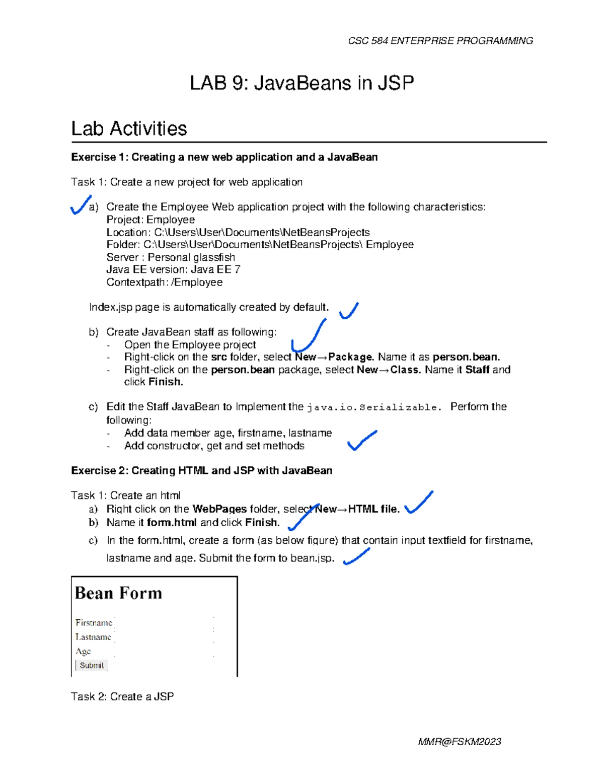 Labcsc 584 Lab 5: Session Tracking & Database Operations in Servlets ...