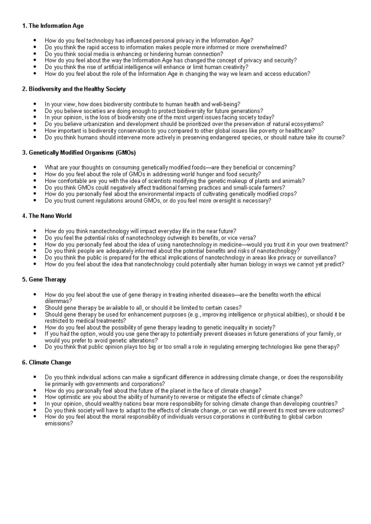 Science, Technology, and Society Issues - Practice Questions for Asian ...