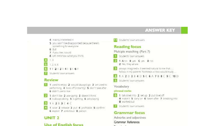 Gold B2 First Coursebook Answer Key: Unit 2 Review & Vocabulary - Studocu