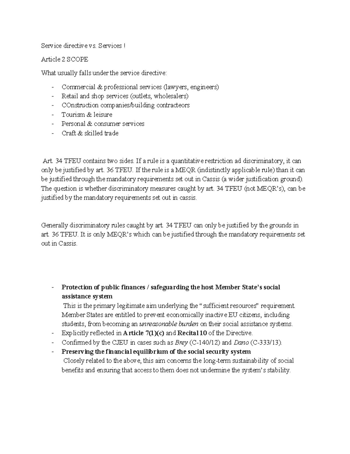 Service Directive vs. Services: Analysis of Article 2 SCOPE - Studocu