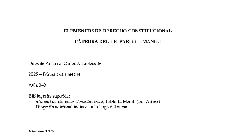 Programa de Derecho Constitucional - Cátedra Dr. Pablo L. Manili 2025 ...