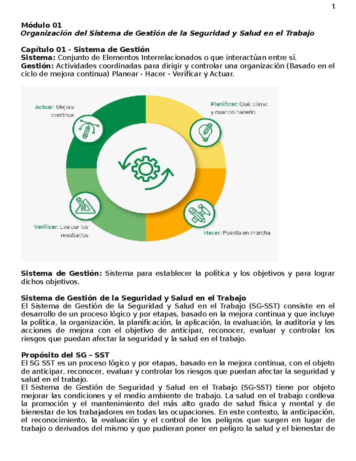 Módulo 01: Organización del Sistema de Gestión de Seguridad y Salud en ...