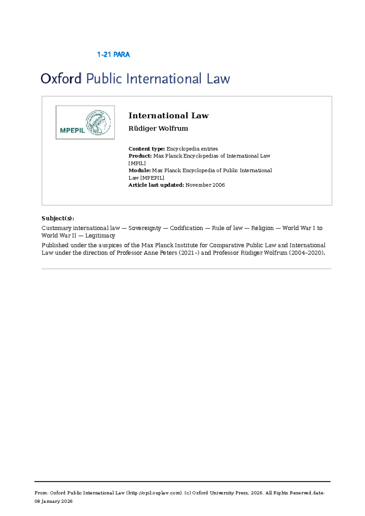 International Law Overview: Key Concepts and Developments - Studocu