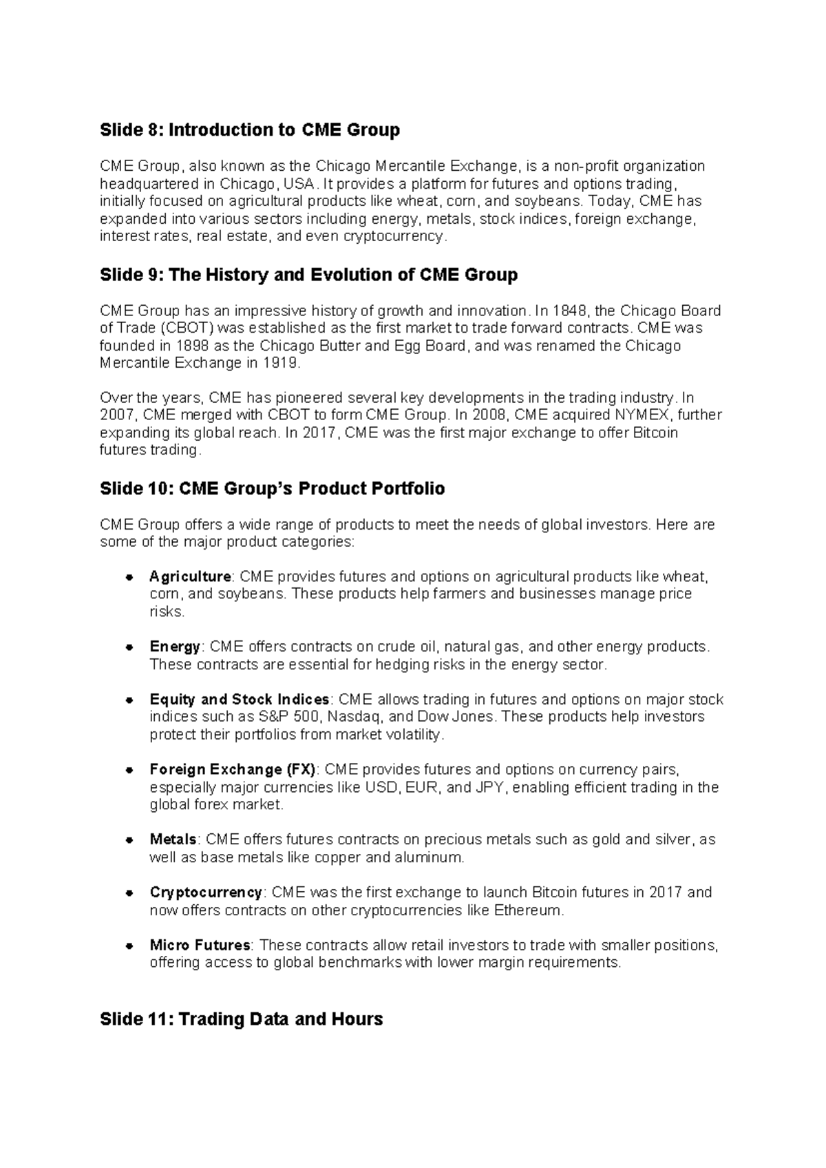 CME Group Overview: History, Products, and Trading Insights - Studocu